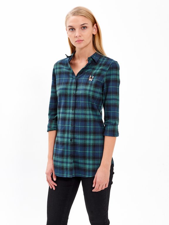 PLAID SHIRT WITH SMALL EMBROIDERY