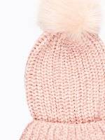 CHENILLE BEANIE WITH FAUX FUR POM
