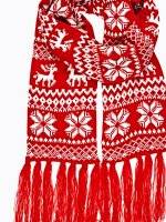 PATTERNED SCARF WITH TASSELS