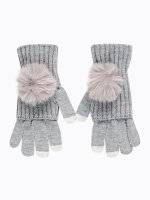 2-PACK KNITTED GLOVES WITH FAUX FUR POM SET