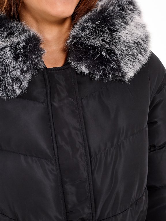 QUILTED PADDED JACKET WITH POM-POM DETAIL