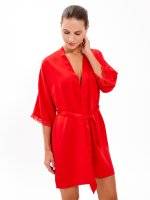 SATIN DRESSING GOWN WITH LACE