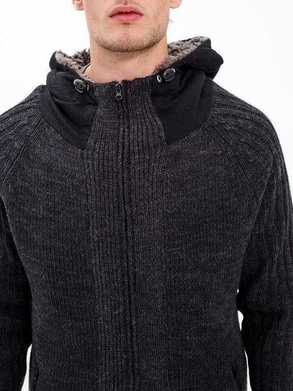 PADDED ZIP-UP CARDIGAN WITH HOOD