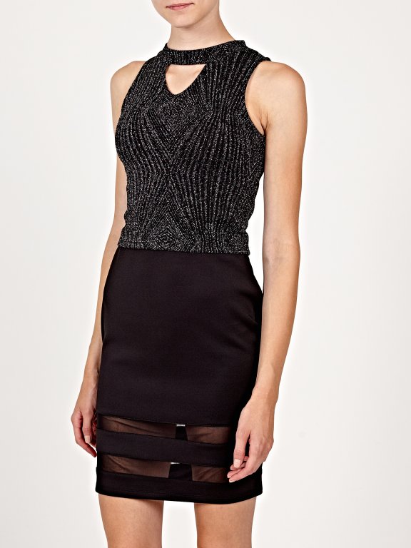 Pencil skirt with mesh details