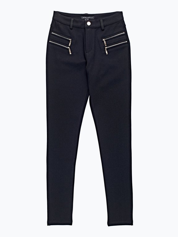 Stretch trousers with zipper details