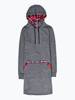 Sweatshirt dress with hood and check details