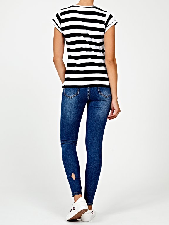 Striped t-shirt with chest print