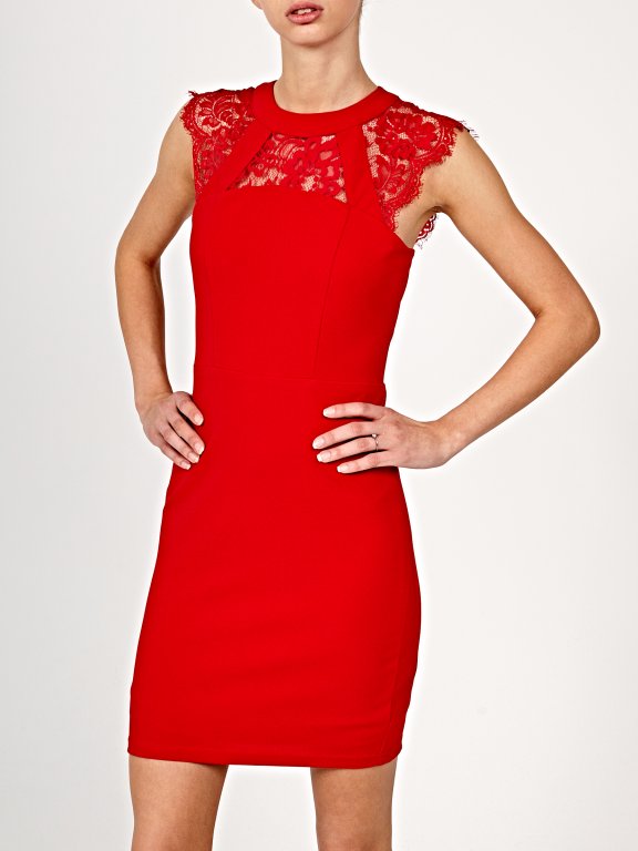 Bodycon dress with lace detail