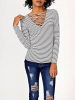 Striped t-shirt with front lacing