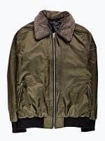 Bomber jacket with faux fur collar