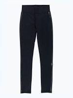 Knit trousers with faux leather side stripe