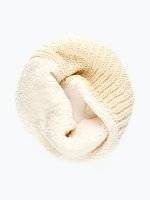 Pile lined rib-knit snood scarf
