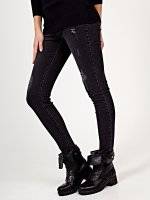 Combined distressed skinny jeans in black wash