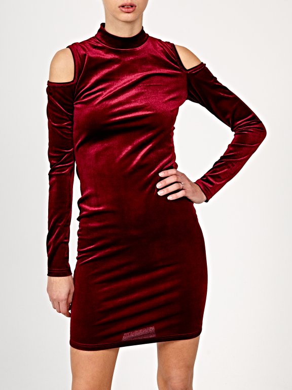 Velvet cold-shoulder dress
