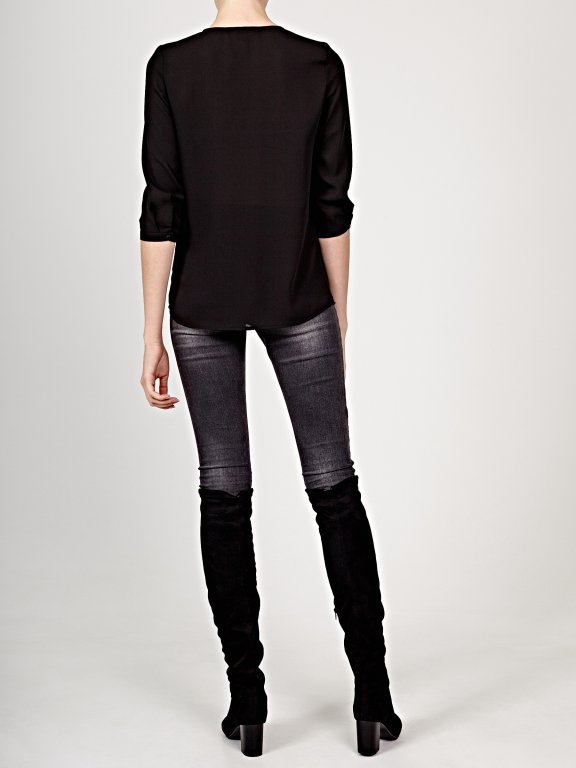 V-neck blouse with chain detail