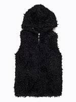 FLUFFY ZIP-UP VEST WITH HOOD