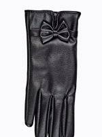 FAUX LEATHER GLOVES WITH BOW