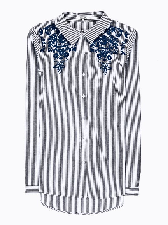STRIPED SHIRT WITH EMBROIDERY