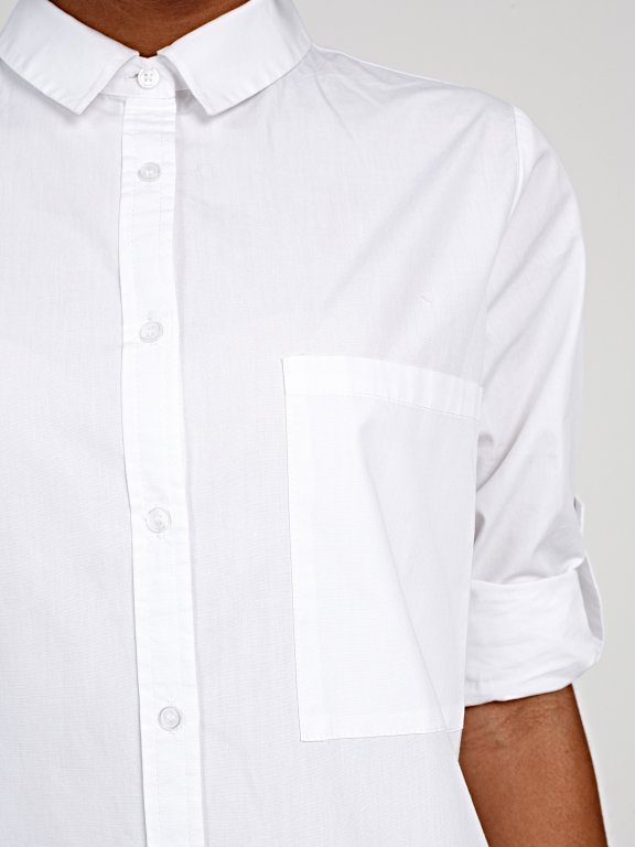 Longline cotton shirt with chest pocket