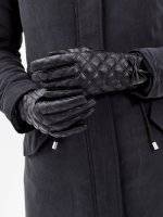 FAUX LEATHER QUILTED GLOVES WITH BOW