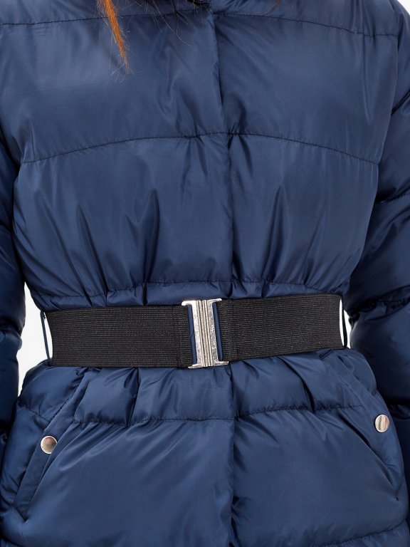 Prošívaná vatovaná bunda s kapucí a elastickým páskem