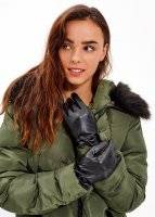 FAUX LEATHER GLOVES WITH BOW