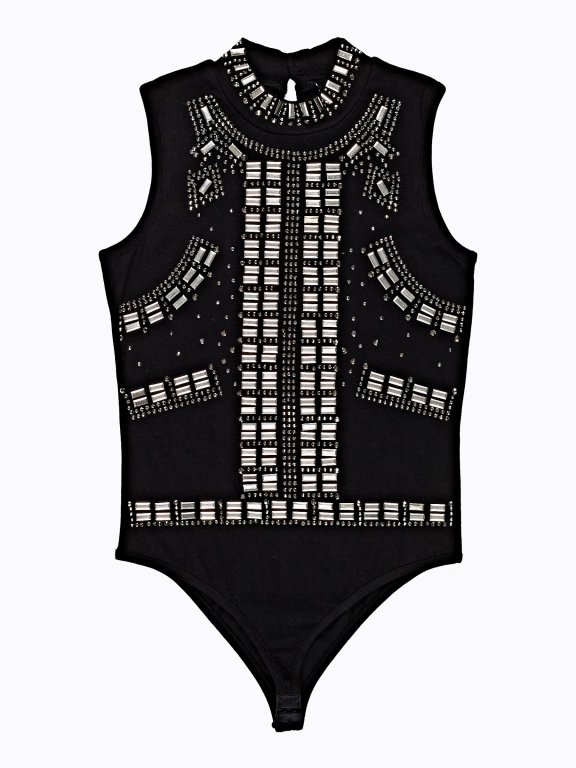 BODYSUIT WITH STUDS AND STONES