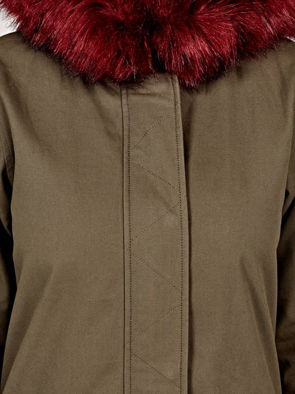 Faux fur lined parka with hood