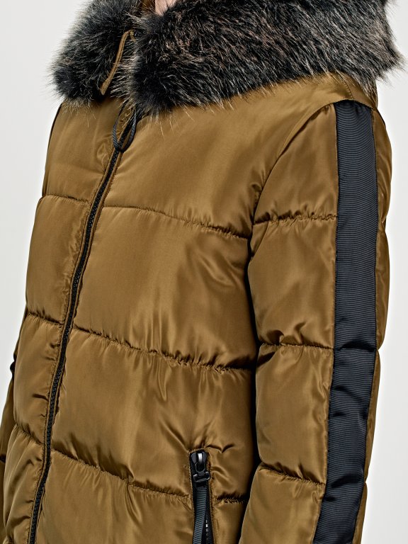 Prolonged padded jacket with hood