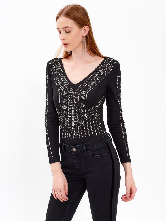 BODYSUIT WITH SILVER STUDS