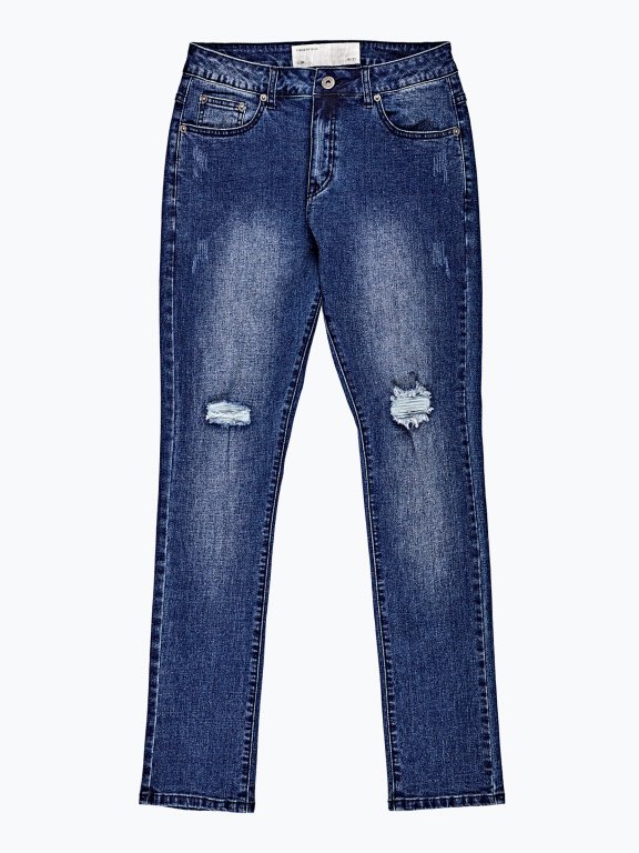 Ripped knee slim fit jeans