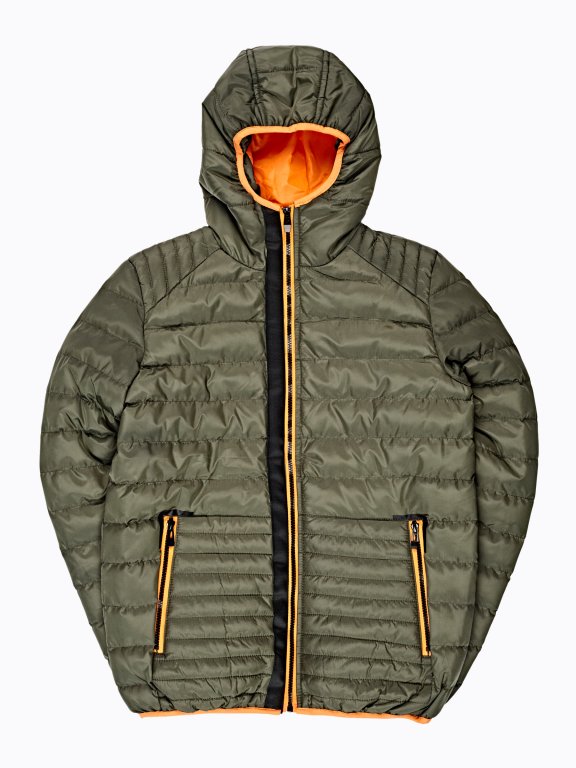 QUILTED PADDED JACKET WITH CONTRAST PIPING