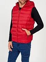 Quilted padded vest with hood