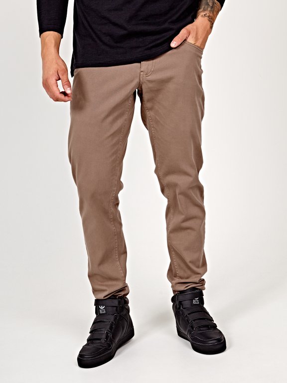 Basic straight slim fit stretch trousers
