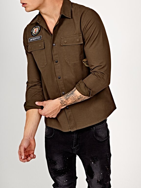 Cotton shirt with patches