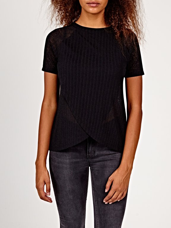 Cross front ribbed top