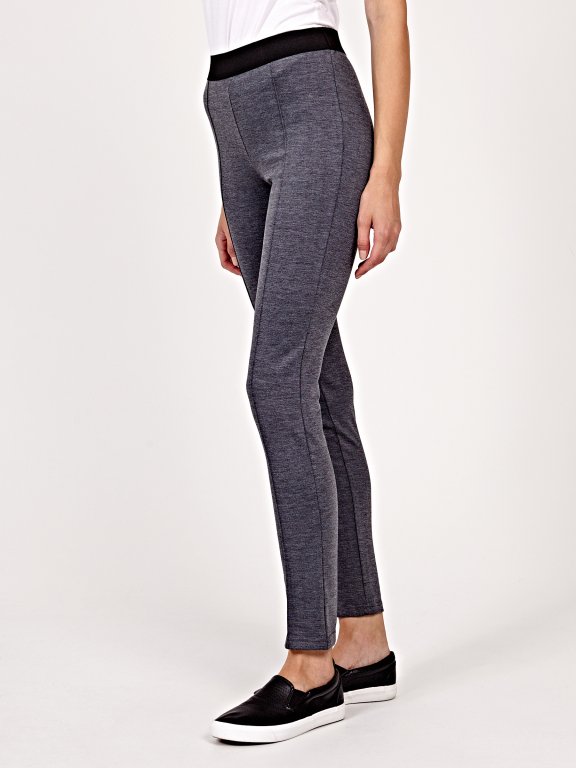 Marled leggings with contrast waist