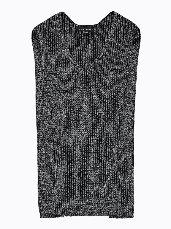Żebrowany sweter z metalicznym włóknem