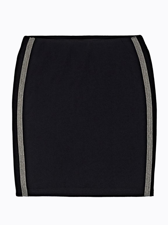 STRUCTURED MINI BODYCON SKIRT WITH DECORATIVE SIDE TAPES
