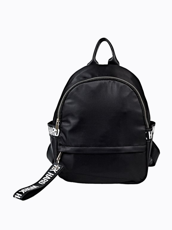FAUX LEATHER BACKPACK WITH PRINTED TAPE