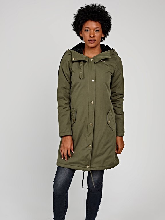 Longline padded jacket with hood
