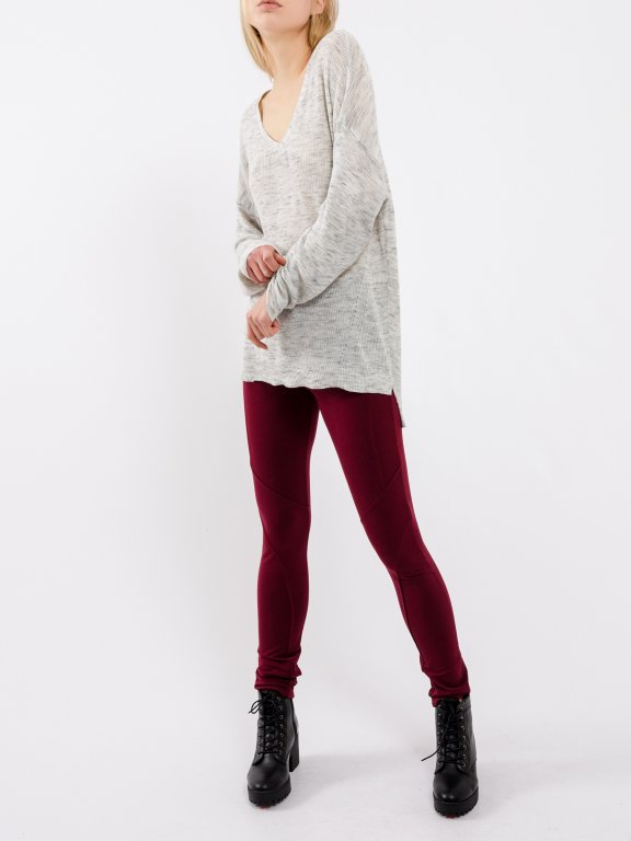 Longline marled  rib-knit jumper