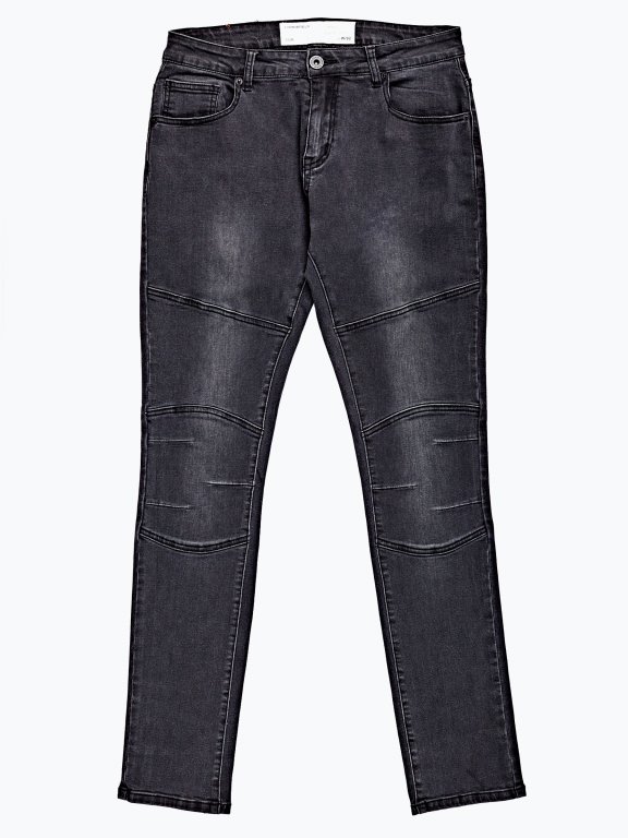 Slim fit biker jeans in dark grey wash