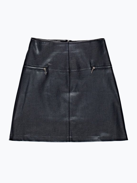 Faux leather skirt with zippers