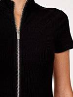 Rib-knit zip-up pencil dress