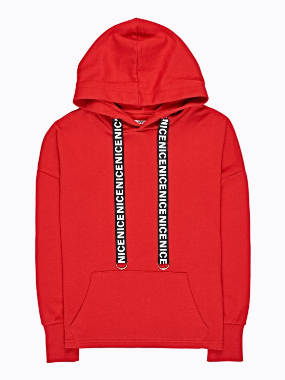 HOODIE WITH MESSAGE PRINT STRING