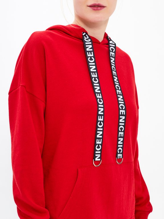 HOODIE WITH MESSAGE PRINT STRING