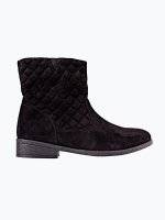 Faux suede ankle boots with quilted detail