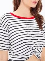 FRONT KNOT STRIPED CROP TOP