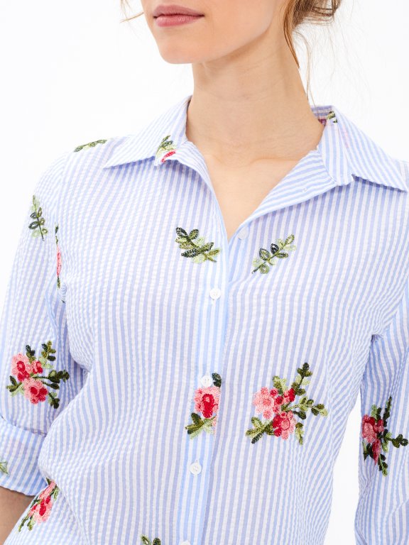 STRIPED SHIRT WITH EMROIDERY